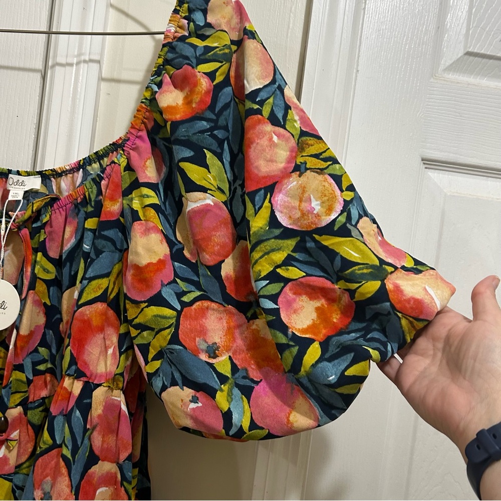 Oddi Los Angeles Just Peachy Multicolor Mini Dress On/Off Shoulder Size 1X NWT - Picture 6 of 9